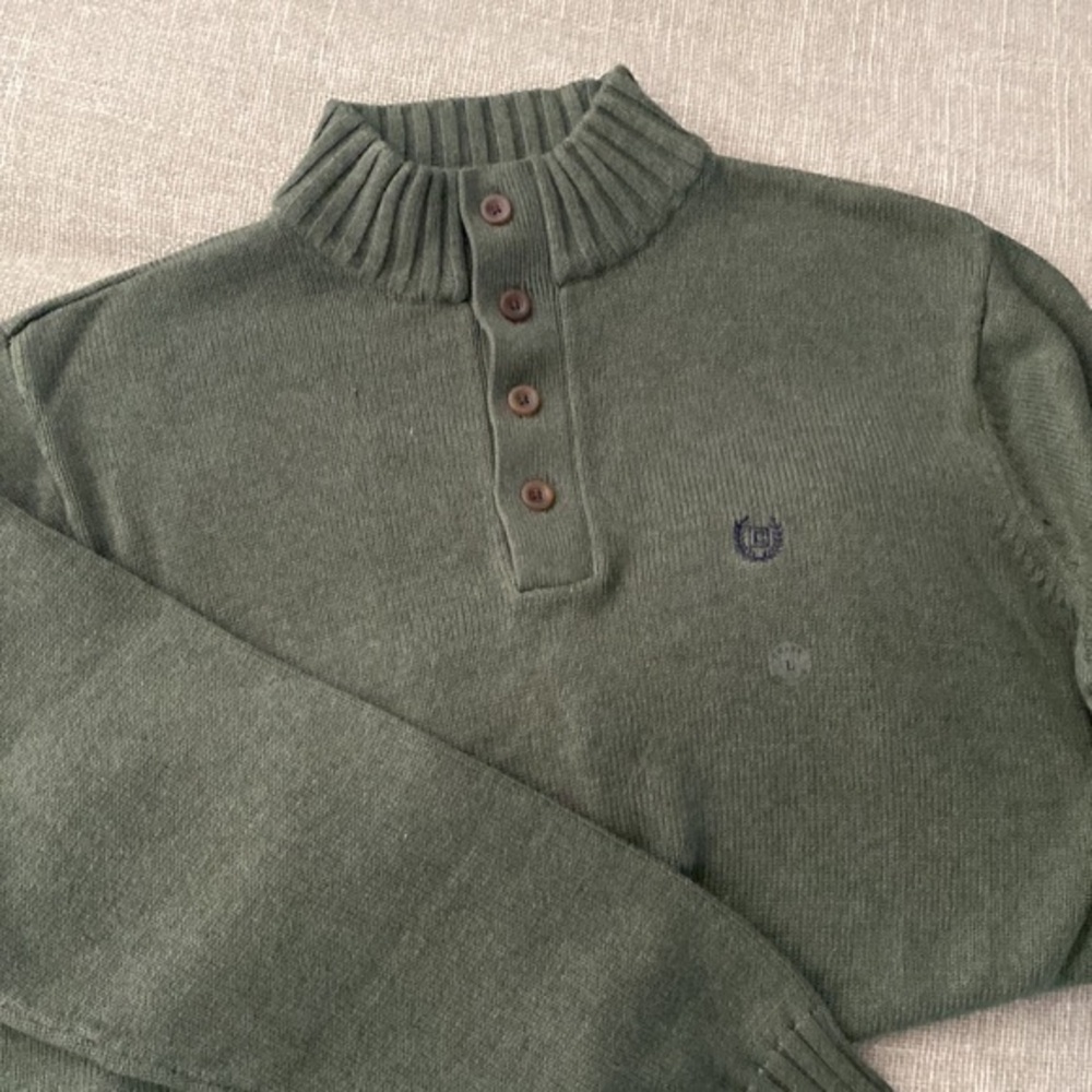 Chaps Cotton Sweater with Buttons at Neck